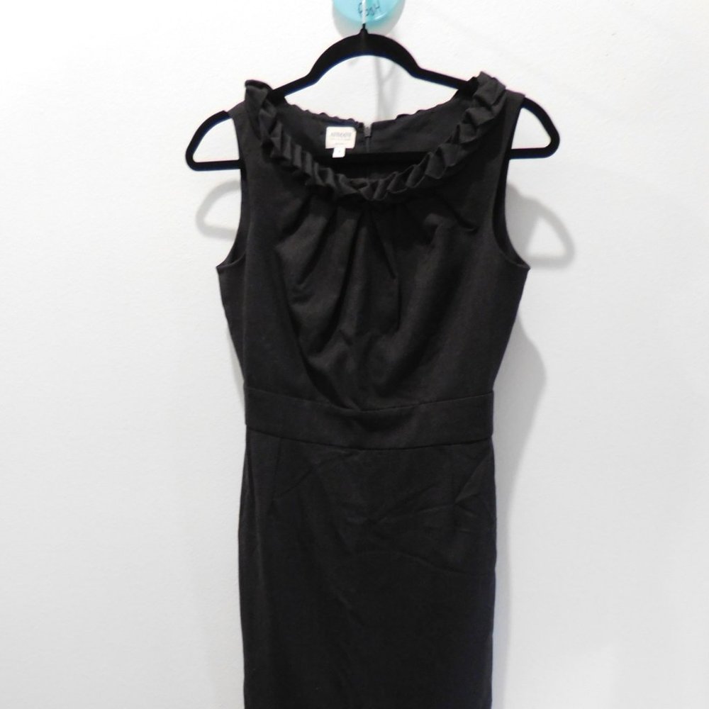 Armani Collezioni Black Ruffle Neck Dress Sleeveless Women's Size 2
